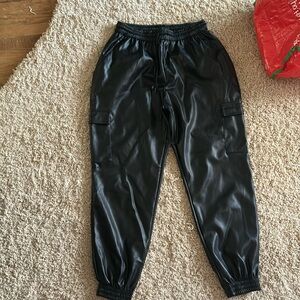 Black Leather Joggers